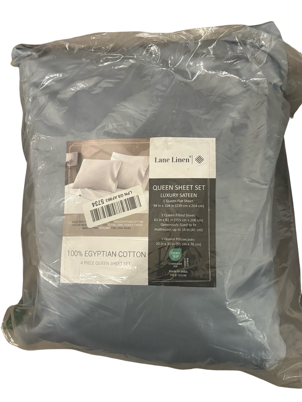 Lane Linen Luxury Queen 100% Cotton Quality 4 Piece Sheet Dusty Blue